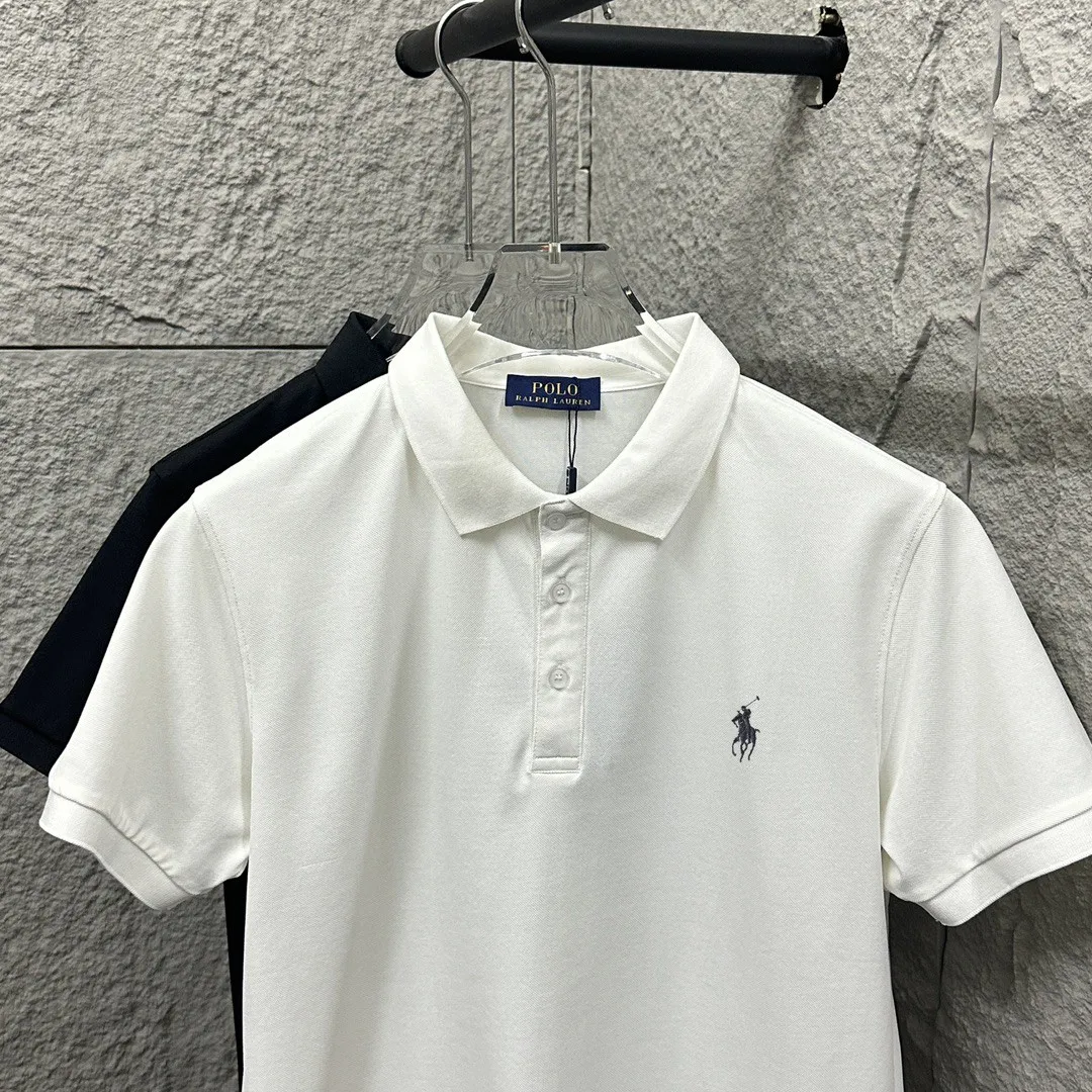 🅿️180 Ralph Lauren POLO 2025 Spring and Summer New Style Simple logo small embroidery pique fabric Short-sleeved polo for men and women Size: M L XL 2XL 3XL Color: Black White